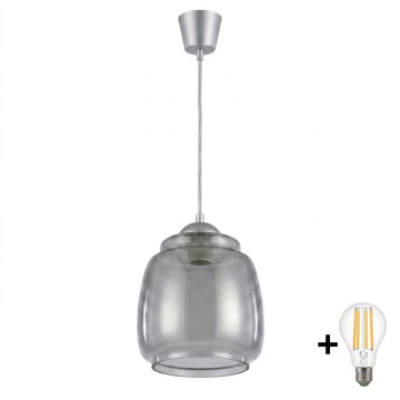 BRILAGI - LED luster na lane RETRO GLASS 1xE27/60W/230V pr. 26 cm strieborná/dymová sivá