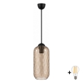BRILAGI - LED luster na lane RETRO GLASS 1xE27/60W/230V, priemer 14 cm, čierna/dymovo hnedá