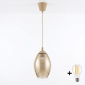 BRILAGI - LED luster na lane RETRO GLASS 1xE27/60W/230V priemer 17 cm béžová/dymová béžová