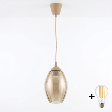 BRILAGI - LED luster na lane RETRO GLASS 1xE27/60W/230V priemer 17 cm béžová/dymová béžová