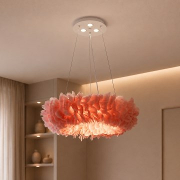 BRILAGI - LED luster na lankách FEATHER 3xE27/40W/230V + 3xLED/3W pr. 50 cm ružová
