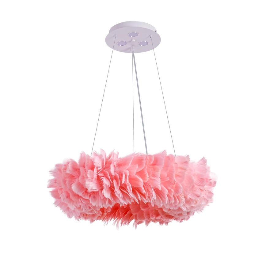 BRILAGI - LED luster na lankách FEATHER 3xE27/40W/230V + 3xLED/3W pr. 50 cm ružová