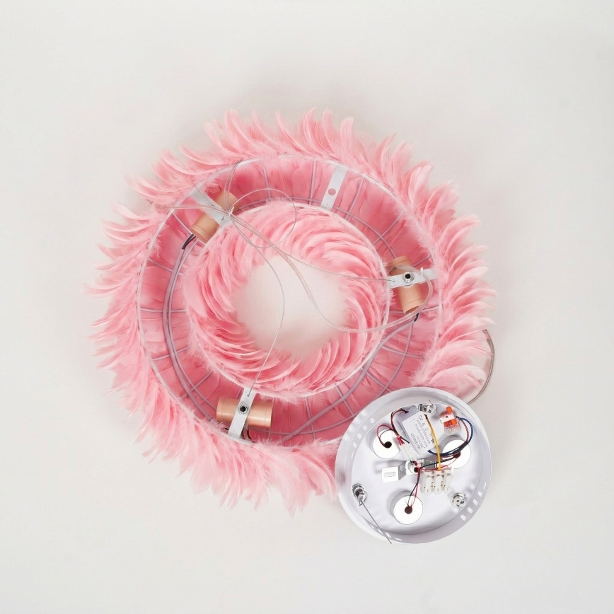 BRILAGI - LED luster na lankách FEATHER 3xE27/40W/230V + 3xLED/3W pr. 50 cm ružová