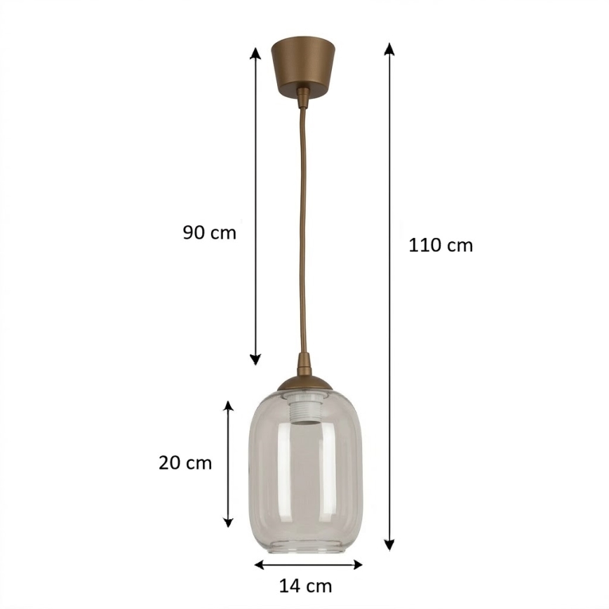 BRILAGI - LED luster na lanku RETRO GLASS 1xE27/60W/230V pr. 14 cm hnedá/dymovošedá