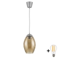BRILAGI - LED luster na lankách RETRO GLASS 1xE27/60W/230V pr. 17 cm strieborná/dymová béžová
