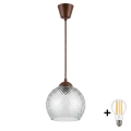 BRILAGI - LED luster na lankách RETRO GLASS 1xE27/60W/230V priemer 25 cm hnedá/dymovo sivá