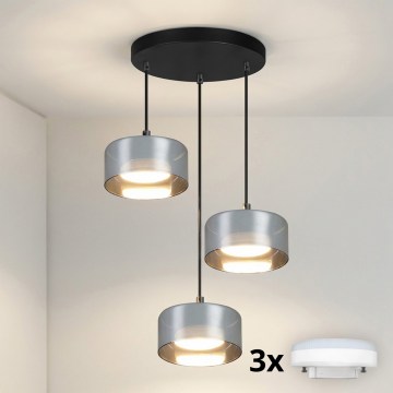 Brilagi - LED Luster na lanku AURA LUX 3xGX53/30W/230V čierna/dymová