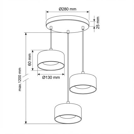Brilagi - LED Luster na lanku AURA LUX 3xGX53/30W/230V čierna/dymová