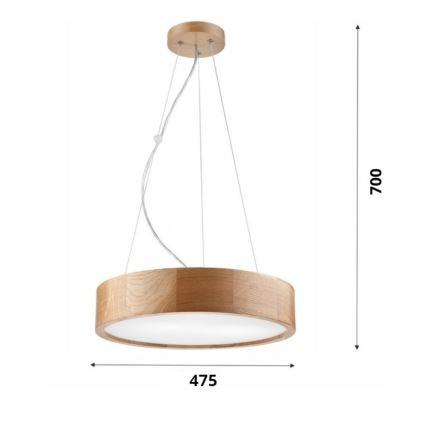 Brilagi - LED Luster na lanku CARVALHO 3xE27/60W/230V dub pr. 47,5 cm