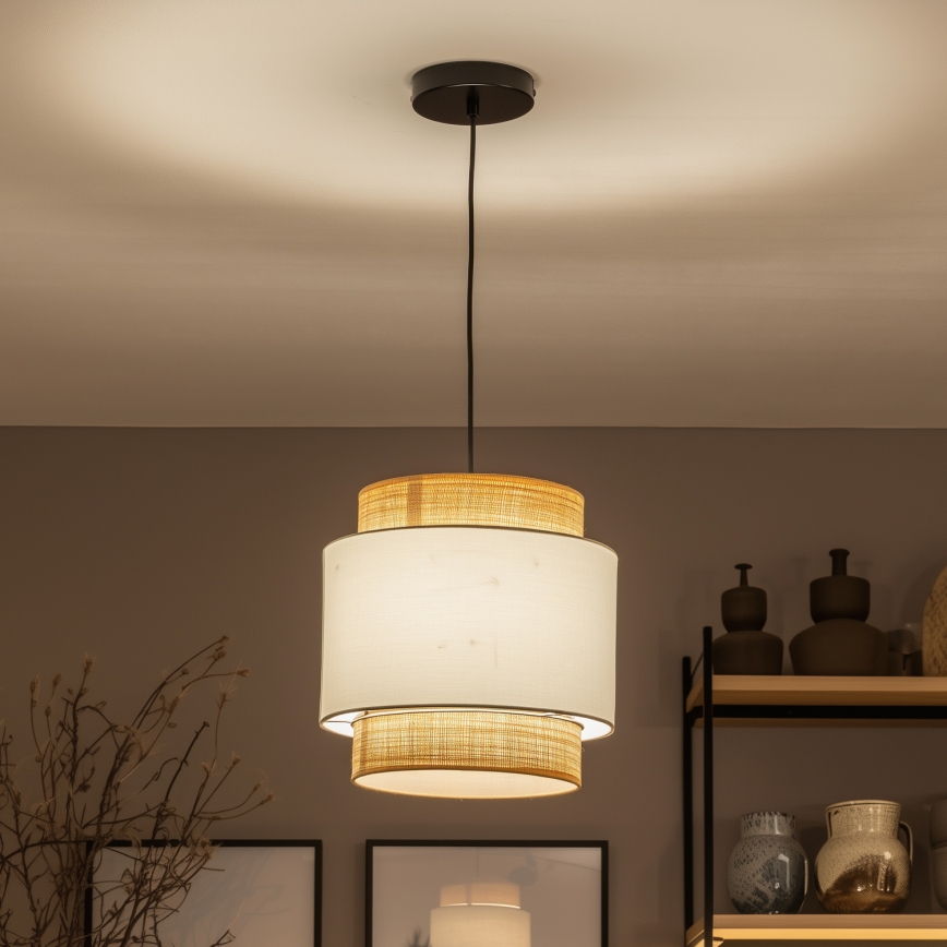 BRILAGI - LED luster na lanku CERIA 1xE27/40W/230V priemer 30 cm čierna/béžová/biela