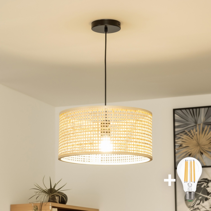 Brilagi - LED luster na lanku CERIA BOHO 1xE27/40W/230V pr. 40 cm bambus