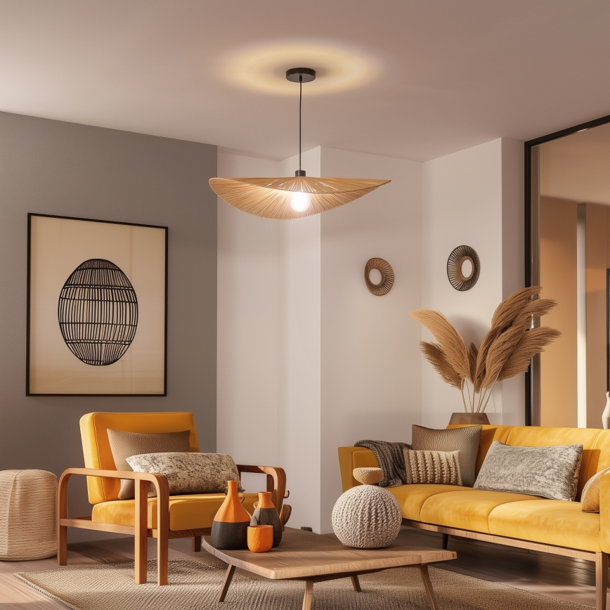 Brilagi - LED luster na lanku CERIA BOHO 1xE27/40W/230V, priemer 80 cm, rafia