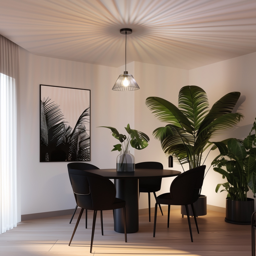 Brilagi - LED luster na lanku CERIA WIRE 1xE27/40W/230V priemer 30 cm čierna