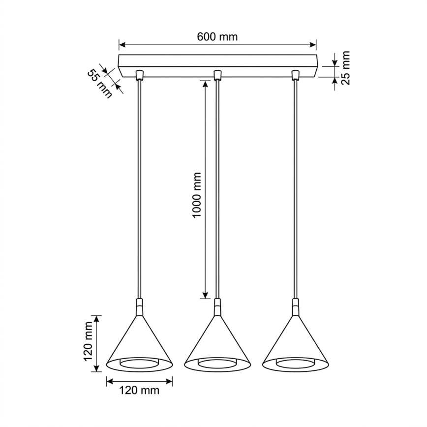 BRILAGI - LED Luster na lanku CONE TRIPLE 3xGX53/15W/230V biela