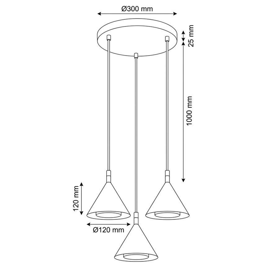 BRILAGI - LED Luster na lanku CONE TRIPLE ROUND 3xGX53/15W/230V biela
