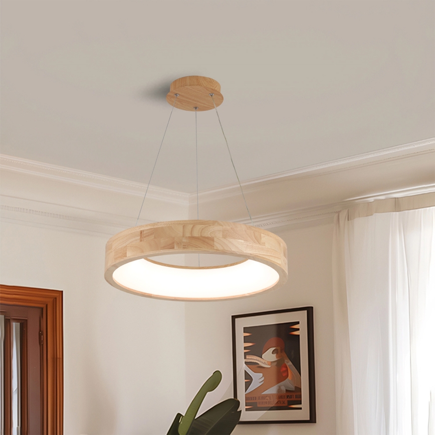 Brilagi - LED luster na lane FALCON WOOD LED/30W/230V 3000/4000/6000K priemer 45 cm, drevený