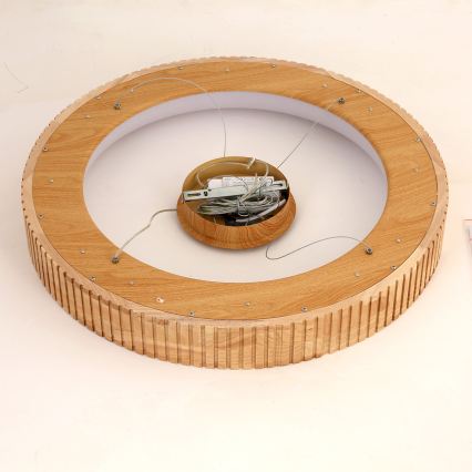 Brilagi - závesný LED luster na lanku FALCON WOOD MODERN, LED/40W/230V, 3000/4000/6000K (nastaviteľná teplota), priemer 60 cm, drevo