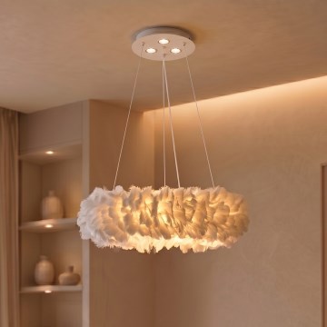 BRILAGI - LED luster na lanku FEATHER 3xE27/40W/230V + 3xLED/3W pr. 40 cm biela