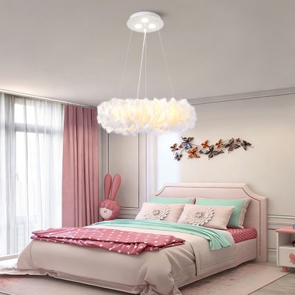 BRILAGI - LED luster na lanku FEATHER 3xE27/40W/230V + 3xLED/3W pr. 40 cm biela