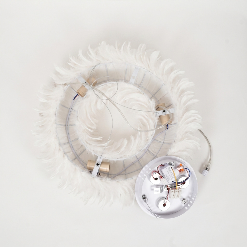 BRILAGI - LED luster na lanku FEATHER 3xE27/40W/230V + 3xLED/3W pr. 40 cm biela