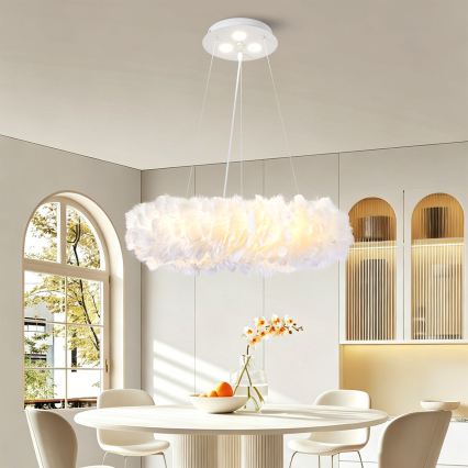 BRILAGI - LED luster na lanku FEATHER 3xE27/40W/230V + 3xLED/3W pr. 50 cm biela