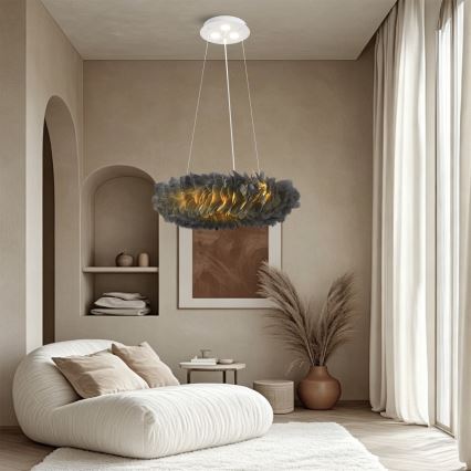BRILAGI - LED luster na lanku FEATHER 3xE27/40W/230V + 3xLED/3W pr. 50 cm šedý