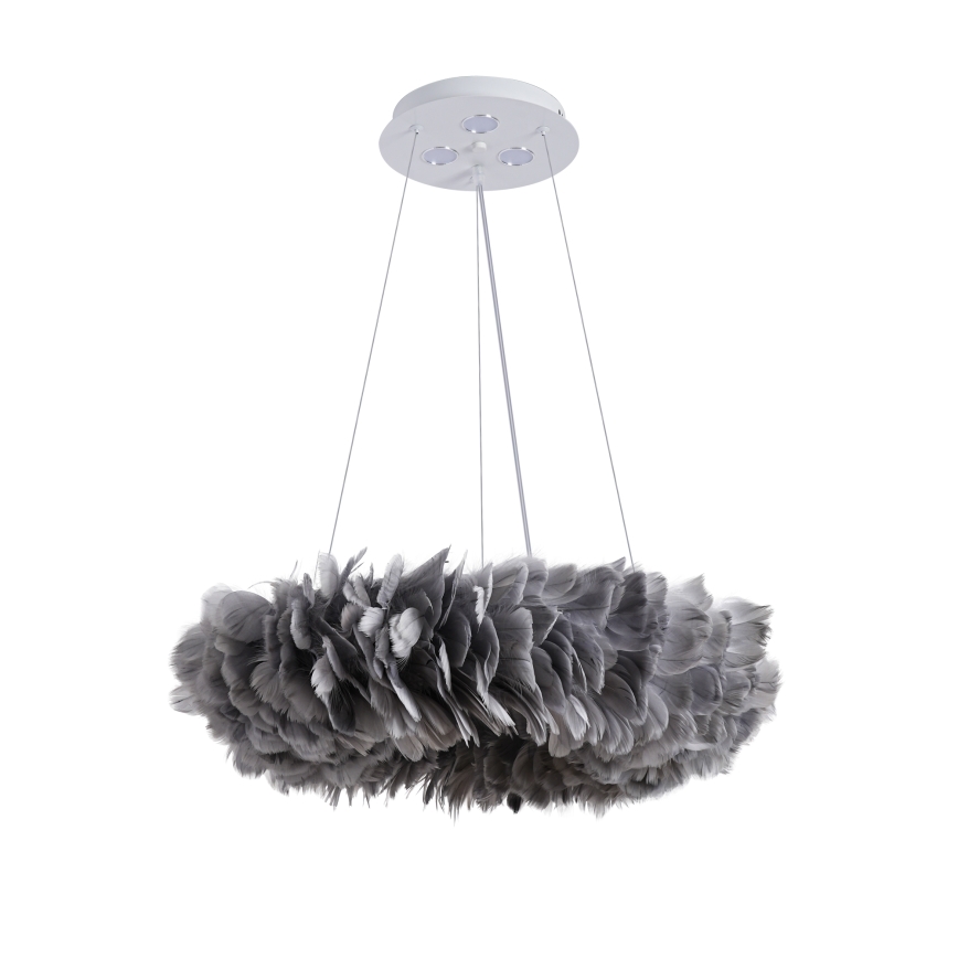 BRILAGI - LED luster na lanku FEATHER 3xE27/40W/230V + 3xLED/3W pr. 50 cm šedý