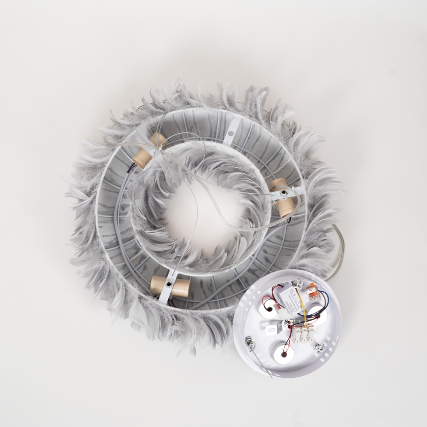 BRILAGI - LED luster na lanku FEATHER 3xE27/40W/230V + 3xLED/3W pr. 50 cm šedý