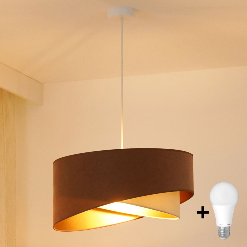 Brilagi - LED Luster na lanku LYRA 1xE27/15W/230V hnedá/krémová/zlatá