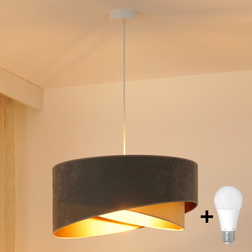 Brilagi - LED Luster na lanku LYRA 1xE27/15W/230V šedá/béžová/zlatá