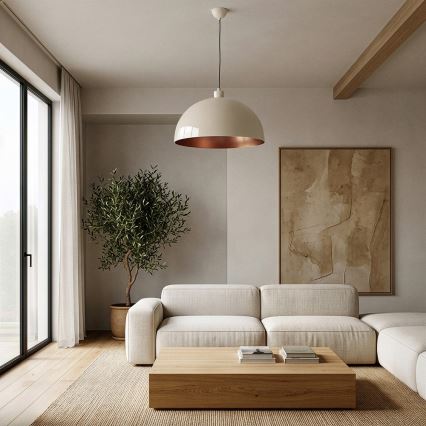 BRILAGI - LED luster na lanku METALO 1xE27/40W/230V pr. 40 cm béžová/medená