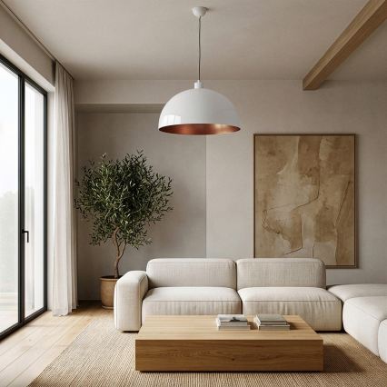 BRILAGI - LED luster na lanku METALO 1xE27/40W/230V pr. 40 cm biela/medená