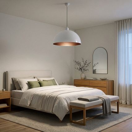 BRILAGI - LED luster na lanku METALO 1xE27/40W/230V pr. 40 cm biela/medená