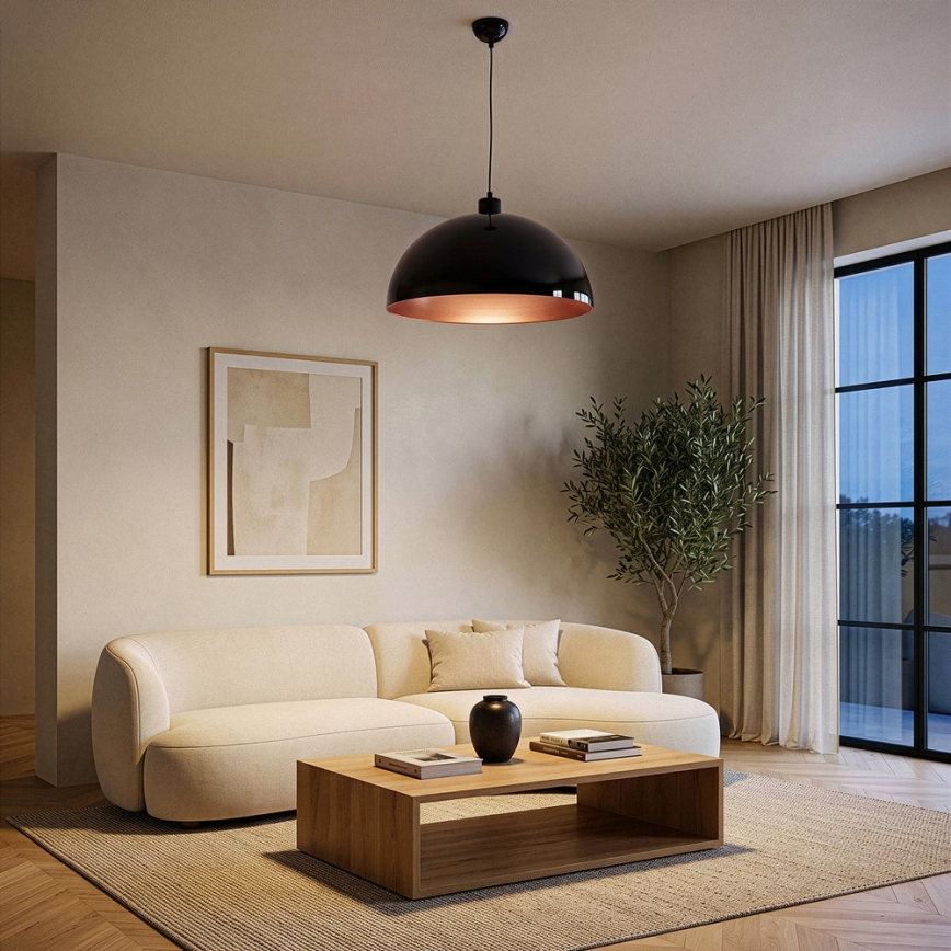 BRILAGI - LED luster na lanku METALO 1xE27/40W/230V pr. 40 cm čierna/medená