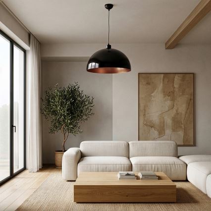 BRILAGI - LED luster na lanku METALO 1xE27/40W/230V pr. 40 cm čierna/medená