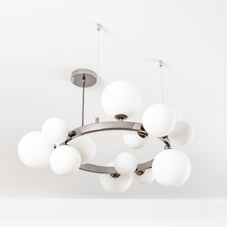 Brilagi - LED luster na lanku MILLA 15xG9/3W/230V čierny chróm/biela