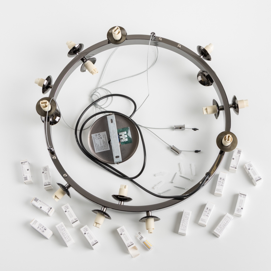 Brilagi - LED luster na lanku MILLA 15xG9/3W/230V čierny chróm/biela