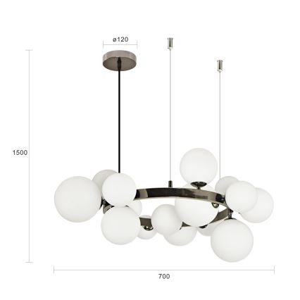 Brilagi - LED luster na lanku MILLA 15xG9/3W/230V čierny chróm/biela
