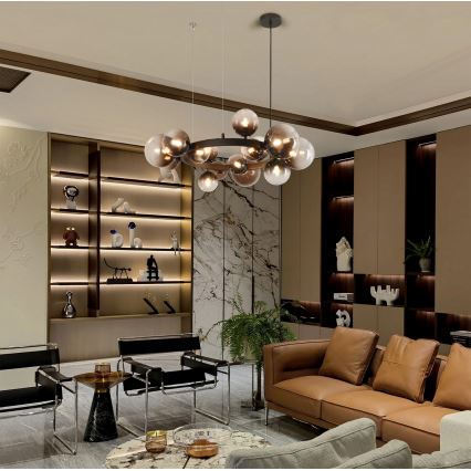 Brilagi - LED luster na lanku MILLA 15xG9/3W/230V hnedá/dymová hnedá