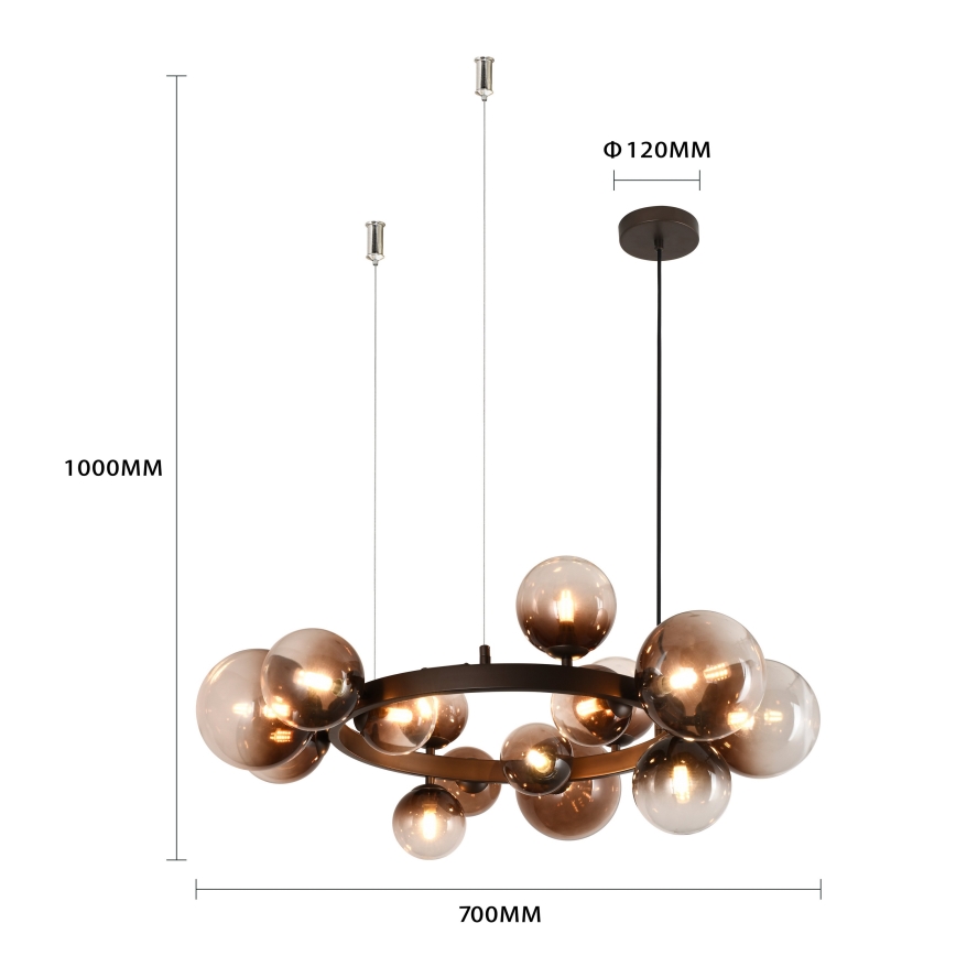 Brilagi - LED luster na lanku MILLA 15xG9/3W/230V hnedá/dymová hnedá