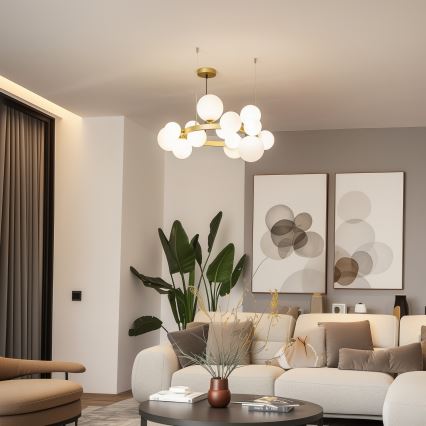 Brilagi - LED Luster na lanku MILLA 15xG9/3W/230V zlatá/biela