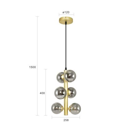 Brilagi - LED Luster na lanku MILLA 6xG9/3W/230V zlatá/dymová