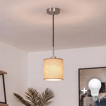 Brilagi - LED luster na lanku NUBILA 1xE27/60W/230V pr. 14 cm čierna/svetlohnedá