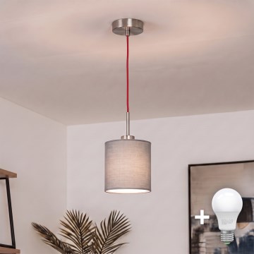 Brilagi - LED luster na lanku NUBILA 1xE27/60W/230V priemer 14 cm červená/svetlosivá