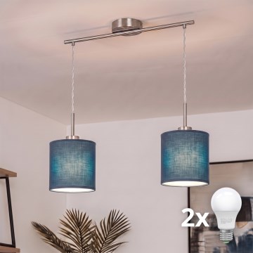 Brilagi - LED luster na lanku NUBILA 2xE27/60W/230V tmavomodrý