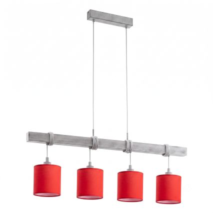 BRILAGI - LED luster na lanku NUBILA 4xE27/60W/230V sivá/červená
