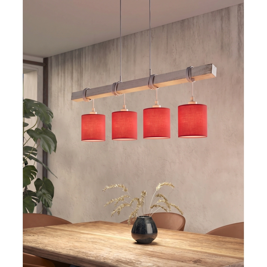 BRILAGI - LED luster na lanku NUBILA 4xE27/60W/230V sivá/červená