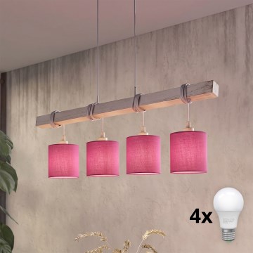 BRILAGI - LED luster na lanku NUBILA 4xE27/60W/230V sivá/ružová