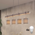 BRILAGI - LED luster na lanku NUBILA 4xE27/60W/230V svetlosivý