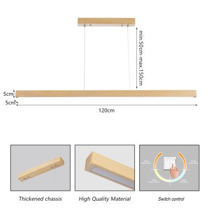 Brilagi - LED luster na lanku OAK LED/30W/230V 3000/4500/6000K dub
